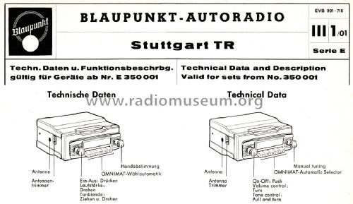 Stuttgart TR ab E 350001; Blaupunkt Ideal, (ID = 1984129) Car Radio