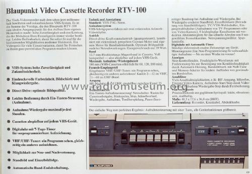 Video Cassette Recorder RTV-100; Blaupunkt Ideal, (ID = 699849) R-Player