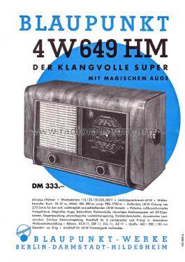 4W649M - 4W649H/M; Blaupunkt Ideal, (ID = 3036007) Radio