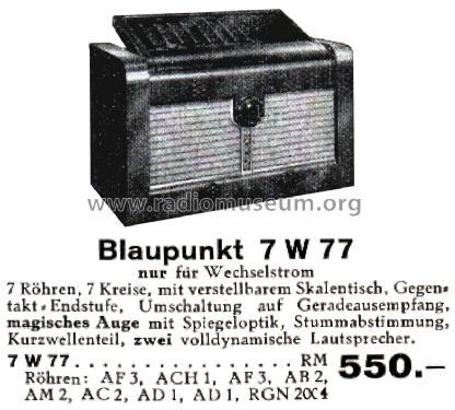 7W77 ; Blaupunkt Ideal, (ID = 2542696) Radio