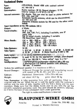 Arkansas 59 4530 USA; Blaupunkt Ideal, (ID = 2500055) Radio