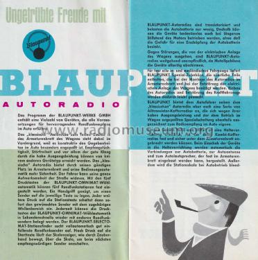 Blaupunkt Autoradio Prospekt 1963; Blaupunkt Ideal, (ID = 3088218) Paper