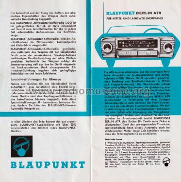 Blaupunkt Autoradio Prospekt 1963; Blaupunkt Ideal, (ID = 3088219) Paper