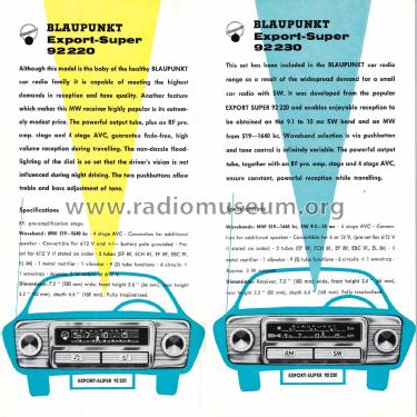 Blaupunkt Autoradio Sammelprospekt Übersee 1/62; Blaupunkt Ideal, (ID = 2883947) Paper