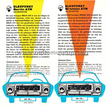 Blaupunkt Autoradio Sammelprospekt Inland 3/62; Blaupunkt Ideal, (ID = 3089366) Paper