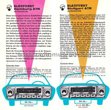 Blaupunkt Autoradio Sammelprospekt Inland 3/62; Blaupunkt Ideal, (ID = 3089367) Paper