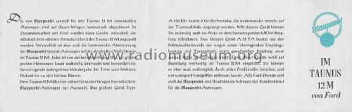 Blaupunkt Harmonisch abgestimmt im Taunus 12 M von Ford , Prospekt ; Blaupunkt Ideal, (ID = 2789755) Paper