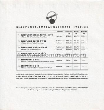 Blaupunkt Radio Prospekt 1935/36; Blaupunkt Ideal, (ID = 3067350) Paper