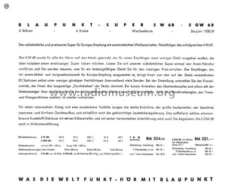 Blaupunkt Radio Prospekt 1938/39; Blaupunkt Ideal, (ID = 3089896) Paper