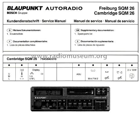 Cambridge SQM 26 7.645.840.010; Blaupunkt Ideal, (ID = 2554813) Car Radio