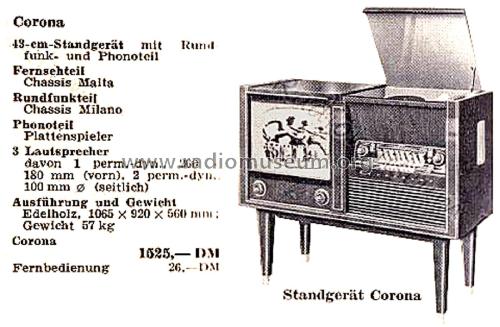 Corona 7245 Rdf.-Ch= Milano; Blaupunkt Ideal, (ID = 2812545) TV Radio