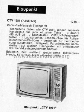 CTV1981 7.668.170; Blaupunkt Ideal, (ID = 2806013) Television