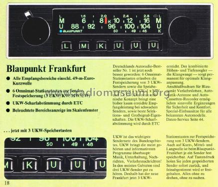 Frankfurt 7.636.642.010; Blaupunkt Ideal, (ID = 2942713) Autoradio