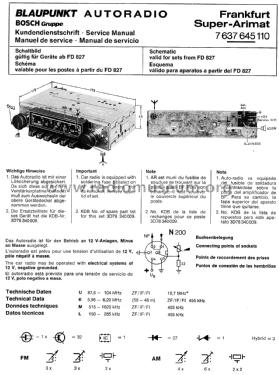 Frankfurt Super-Arimat 7.637.645.110 ab FD 827; Blaupunkt Ideal, (ID = 2556491) Car Radio