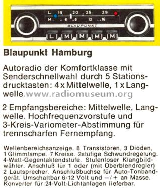 Hamburg 7.630.520 ab Nr.: 2315001; Blaupunkt Ideal, (ID = 2527257) Car Radio