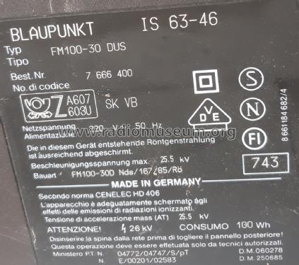 IS63-46 Ch= FM 100-30 DUS 7.666.400; Blaupunkt Ideal, (ID = 2930676) Television