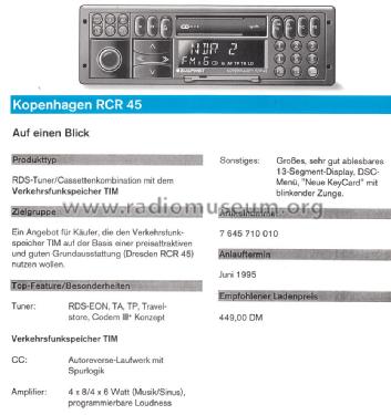 Kopenhagen RCR 45 7.645.710.010; Blaupunkt Ideal, (ID = 2047736) Car Radio