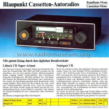 Lübeck CR Super-Arimat 7.638.921; Blaupunkt Ideal, (ID = 2701645) Car Radio