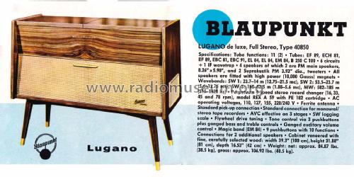 Lugano de Luxe Stereo 40850 CH= 10850; Blaupunkt Ideal, (ID = 3083870) Radio