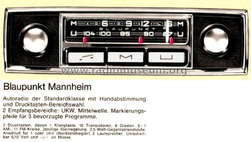 Mannheim 7.637.030 ab Y 1050001; Blaupunkt Ideal, (ID = 2520079) Car Radio