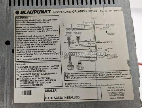 Orlando CM127 Par. No. 7647415510; Blaupunkt Ideal, (ID = 2887328) Car Radio