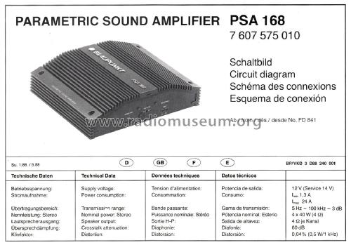 Parametric Sound Amplifier PSA 168 7.607.575.010; Blaupunkt Ideal, (ID = 2700981) Ampl/Mixer