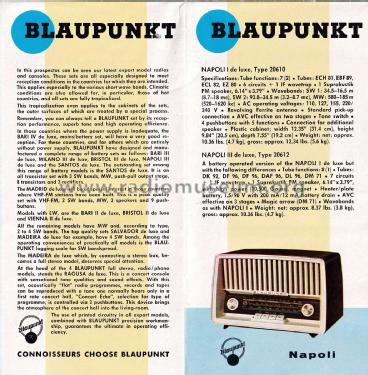 Prospekt Radio 1960 Export ; Blaupunkt Ideal, (ID = 2693780) Paper