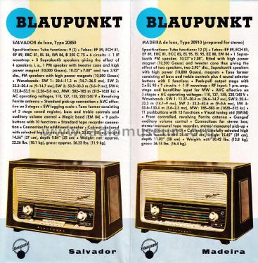 Prospekt Radio 1960 Export ; Blaupunkt Ideal, (ID = 2693807) Paper