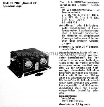 Sprechanlage Kassel 30 7.607.319; Blaupunkt Ideal, (ID = 2672401) Ampl/Mixer