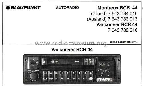 Vancouver RCR 44; Blaupunkt Ideal, (ID = 2555894) Car Radio