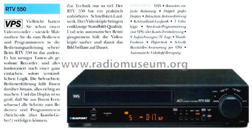 Video Cassette Recorder RTV-550; Blaupunkt Ideal, (ID = 2851860) R-Player