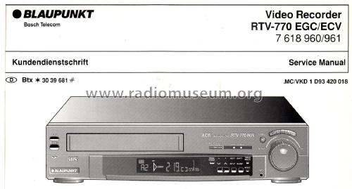 Video Cassette Recorder RTV-770 HiFi; Blaupunkt Ideal, (ID = 2850915) R-Player