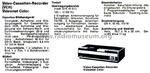 Video-Cassetten-Recorder Videomat Color 7 619 300 703; Blaupunkt Ideal, (ID = 2848858) Reg-Riprod