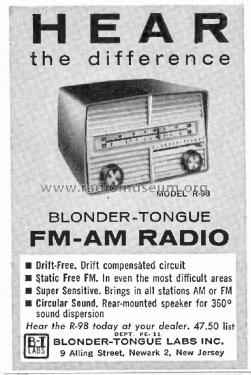 R-98 ; Blonder-Tongue (ID = 3057208) Radio