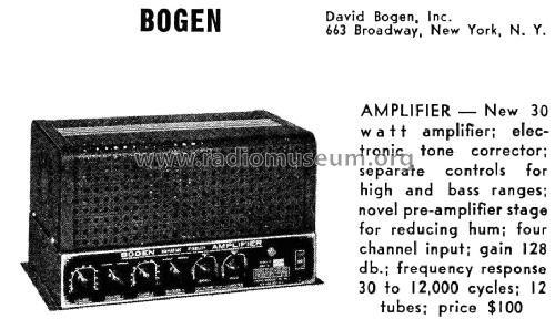 Amplifier 30W ; Bogen -Presto, David (ID = 1035189) Ampl/Mixer