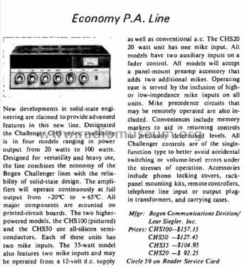 Solid State Series CHS100; Challenger Amplifier (ID = 1817204) Ampl/Mixer