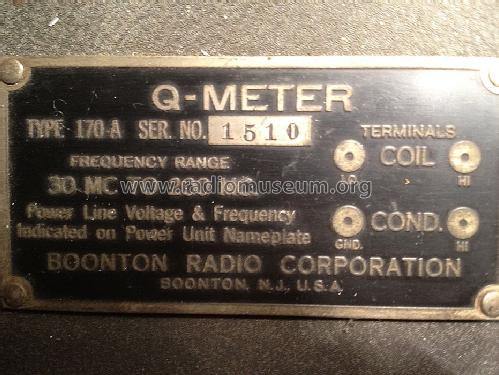 Boonton Q-Meter 170-A; Boonton Radio Corp.; (ID = 1243413) Ausrüstung