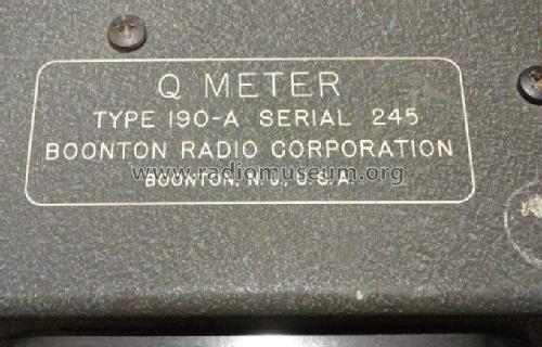 Q Meter 190A; Boonton Radio Corp.; (ID = 2986400) Equipment