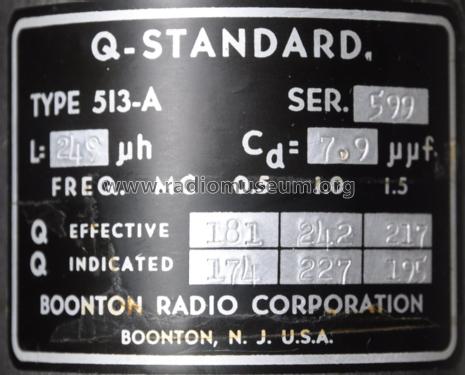 Q-Standard - Inductor 513A; Boonton Radio Corp.; (ID = 1564454) Equipment