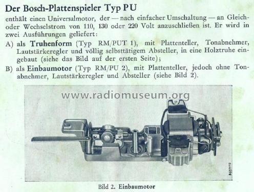 Plattenspieler RM/PU 2; Bosch; Deutschland (ID = 2858206) Sonido-V