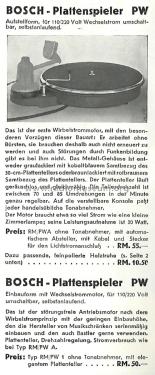 Plattenspieler RM/PWA; Bosch; Deutschland (ID = 2858211) Ton-Bild
