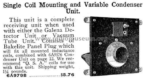 Single-Coil Mounting and Variable Condenser Unit ; Bowman & Co., A.W.; (ID = 1003210) mod-pre26