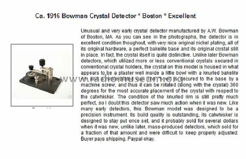 Vertical Crystal Detector ; Bowman & Co., A.W.; (ID = 1003158) Radio part