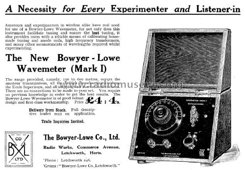 Mark I Buzzer Wave Meter ; Bowyer-Lowe Co., Ltd (ID = 1077989) Equipment