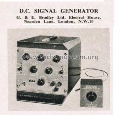 DC Signal Generator 123; Bradley, G.&E. Ltd (ID = 2693366) Equipment