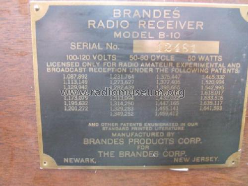 B-10 ; Brandes Products (ID = 1302433) Radio