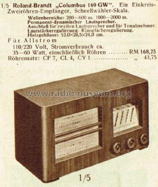 Columbus 169GW; Brandt Roland Brandt (ID = 1729050) Radio