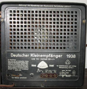 Deutscher Kleinempfänger 1938 DKE38; Brandt Roland Brandt (ID = 1786925) Radio