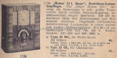 Sieger-Meteor 33GL; Brandt Roland Brandt (ID = 1403355) Radio