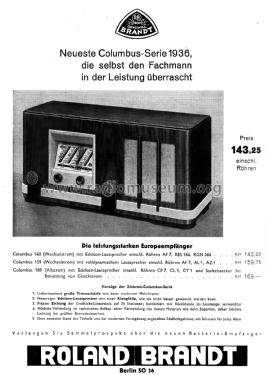 Columbus 143; Brandt Roland Brandt (ID = 3109290) Radio